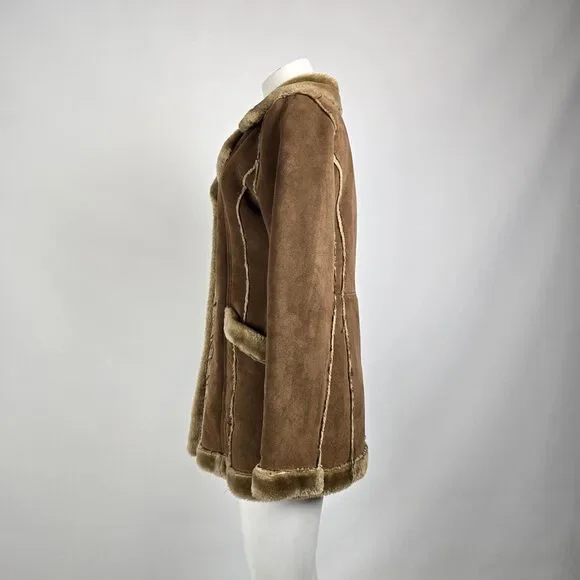 Vintage Guess Brown Penny Lane Faux Sherpa Jacket Size M - Picture 7 of 12